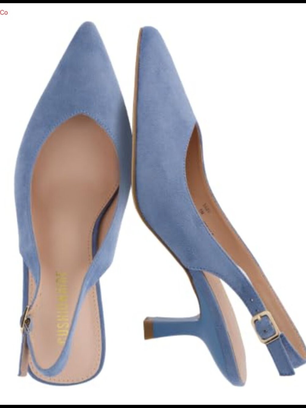 CUSHIONAIRE Saby Slingback Kitten Heels Pointed Toe Pumps Ankle Strap